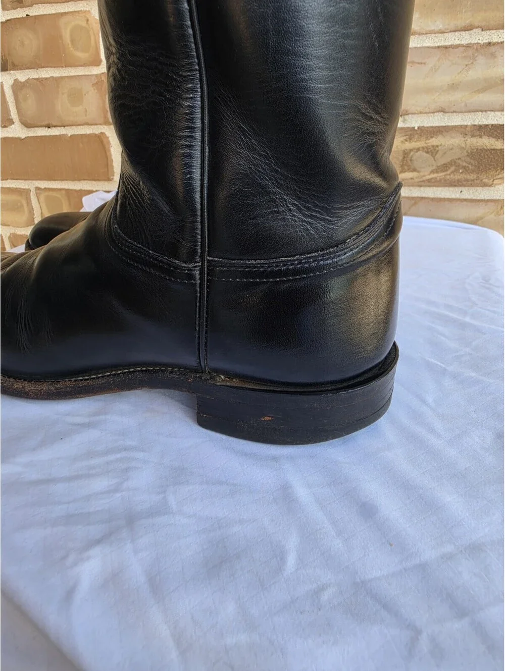 Vintage Justin Roper Boots Mens 10.5 D Black Leather Cowboy Western USA 3133